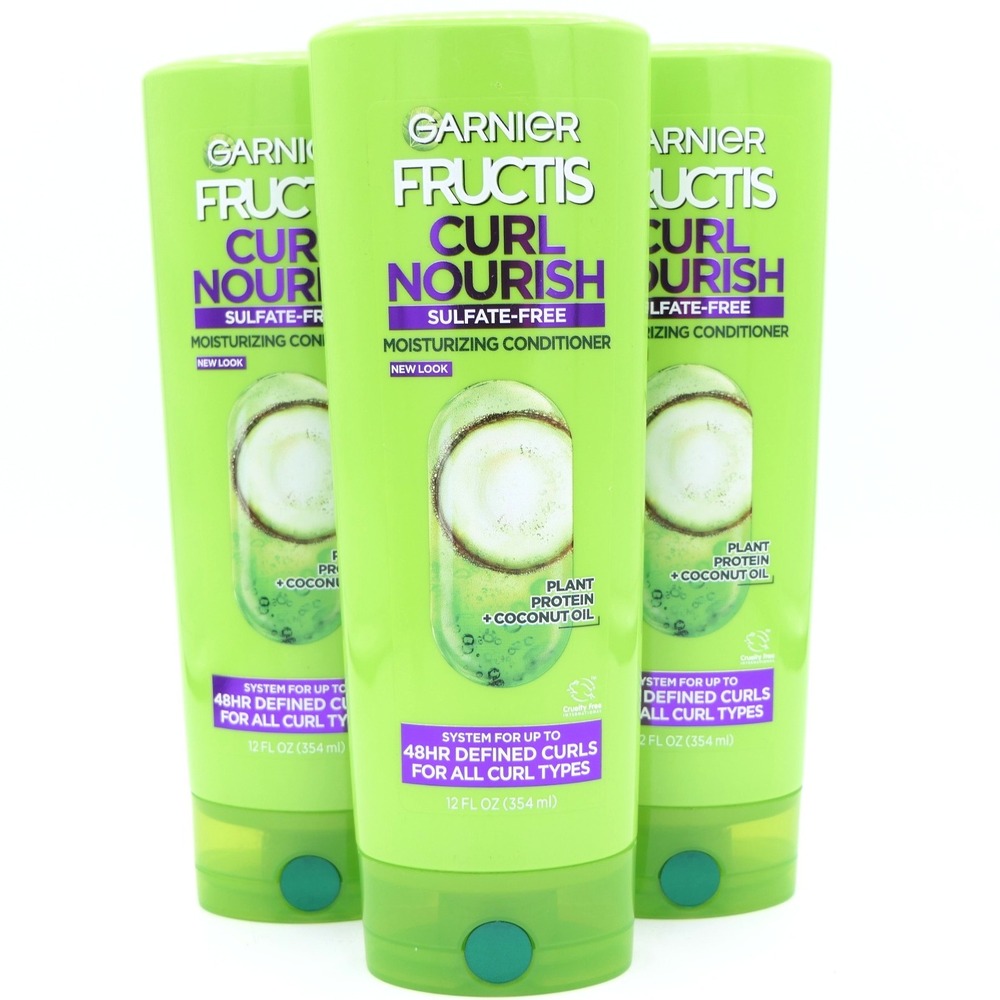 Garnier Fructis Curl Nourish Sulfate-Free Mosturizing Conditioner 3 Pack 12oz Ea